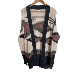 Zara Cardigan Sz M Knit Western Aztec Tribal Cozy Lounge Boho Chunky Knit